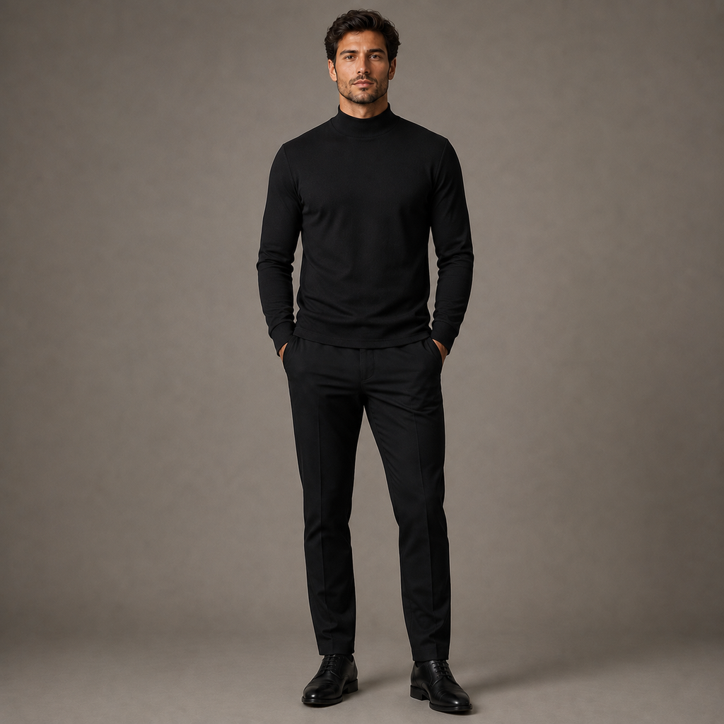 Modern Textured Mock-Neck Long Sleeve