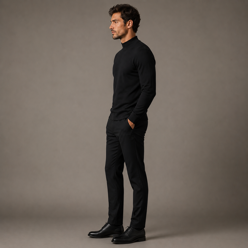 Modern Textured Mock-Neck Long Sleeve