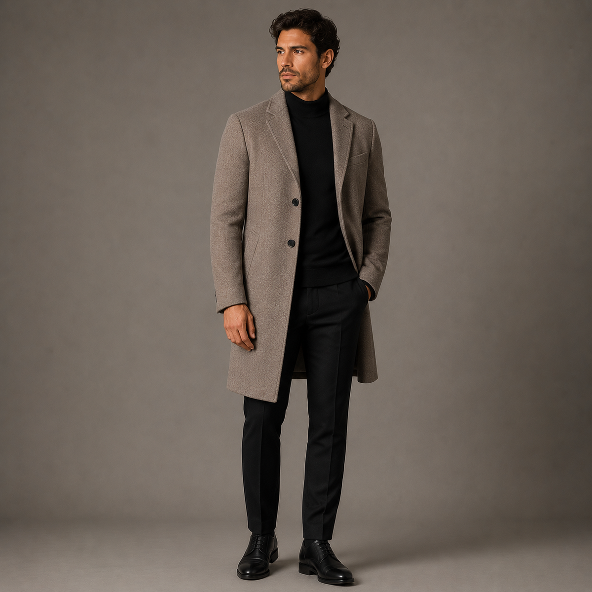 Modern Tailored Textured Overcoat