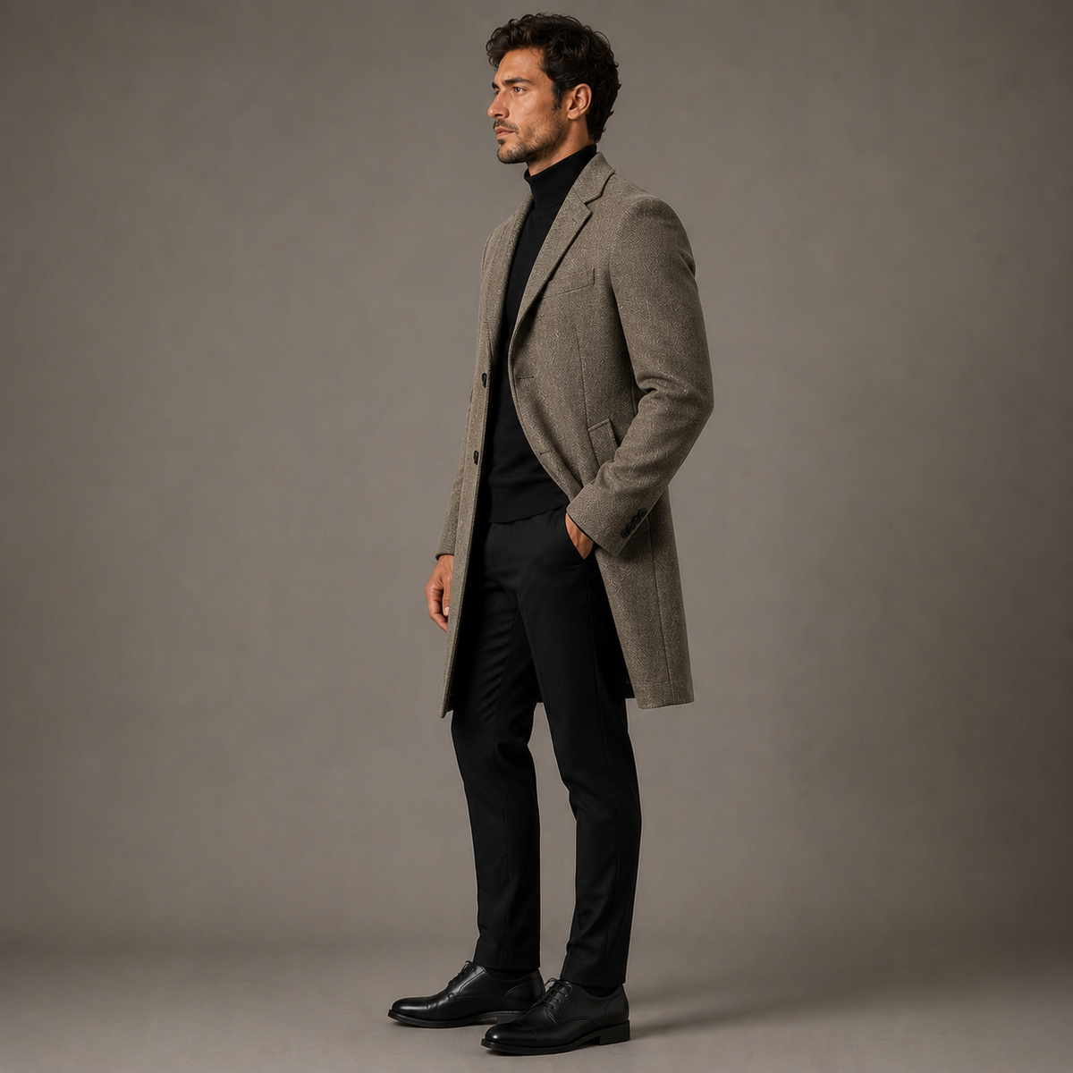 Modern Tailored Textured Overcoat