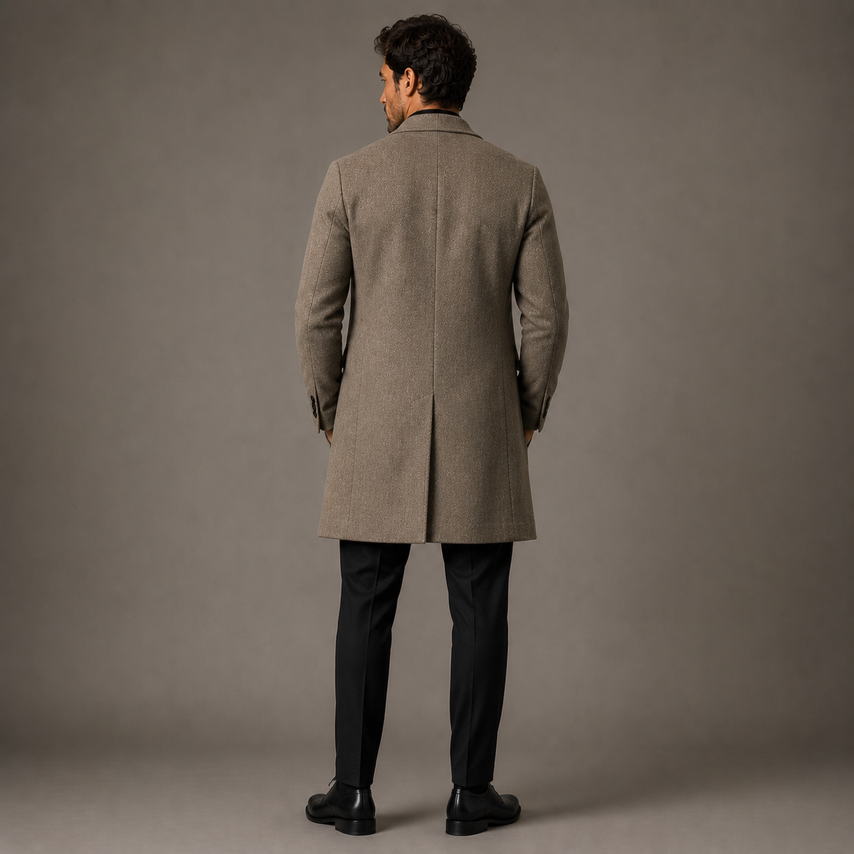 Modern Tailored Textured Overcoat