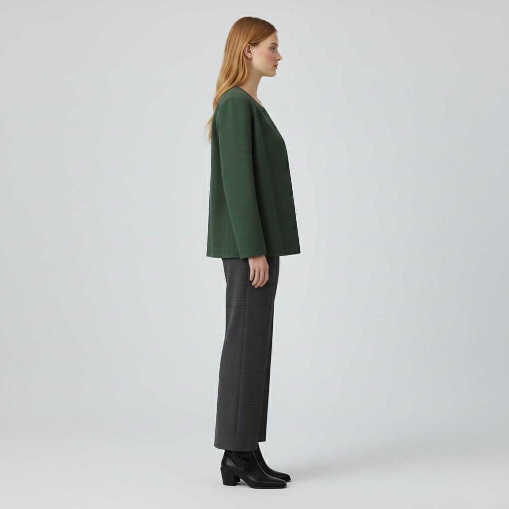 Modern Crewneck Open-Front Blazer 9