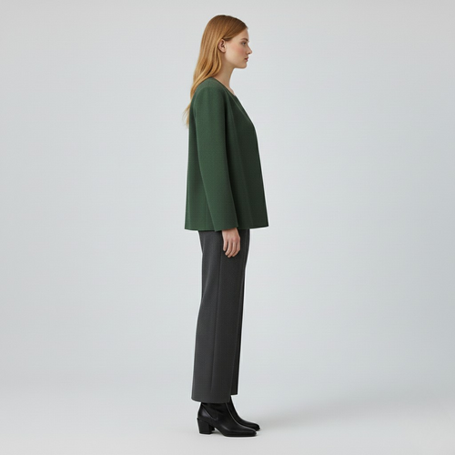 Modern Crewneck Open-Front Blazer 9
