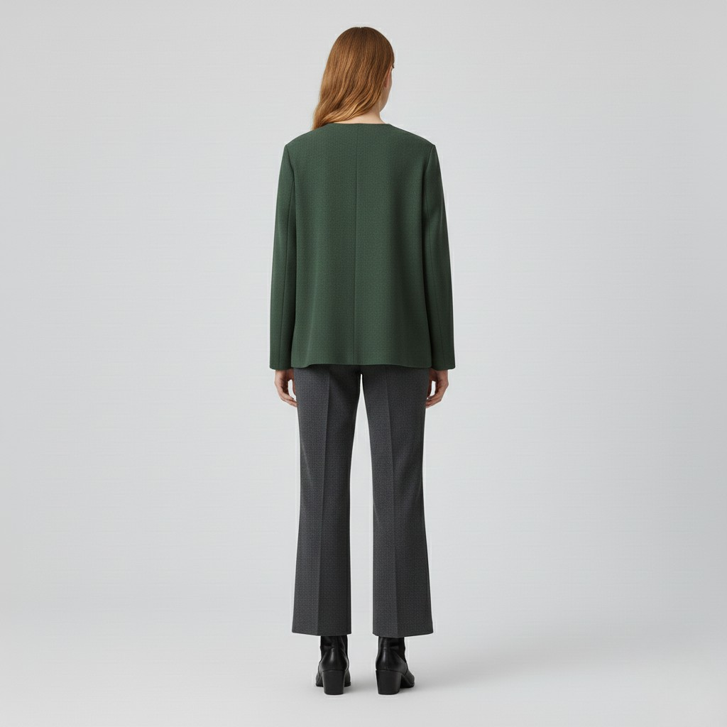 Modern Crewneck Open-Front Blazer 9