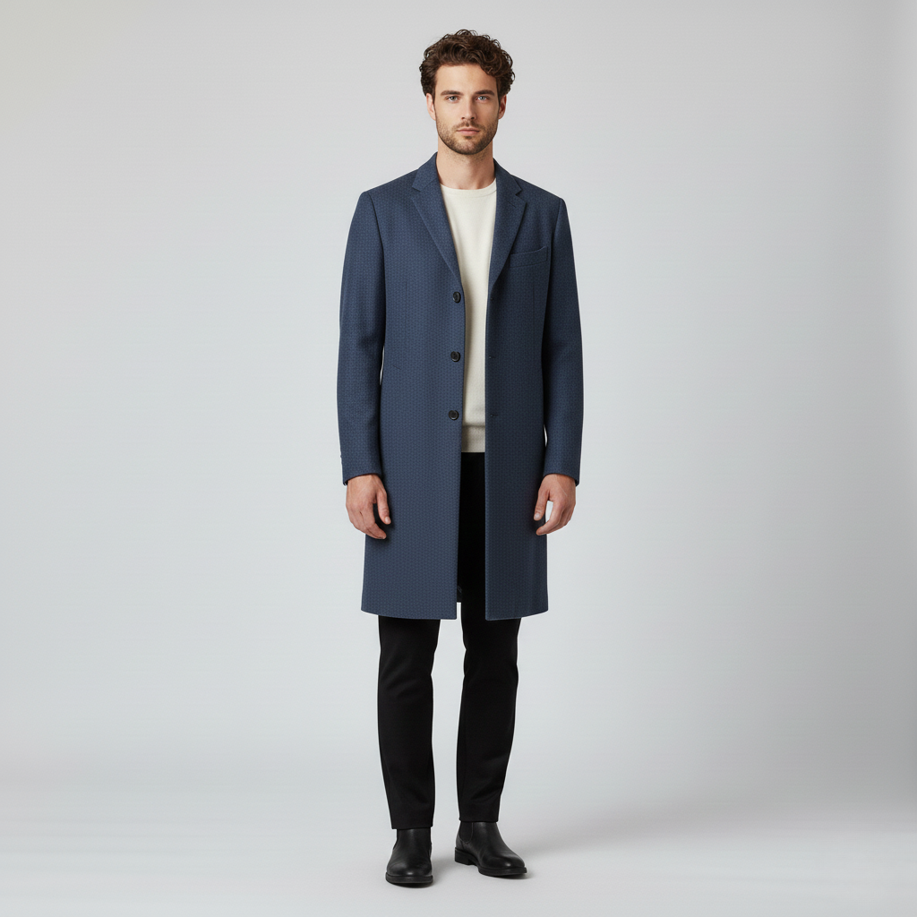 Modern Tailored Textured Overcoat 17