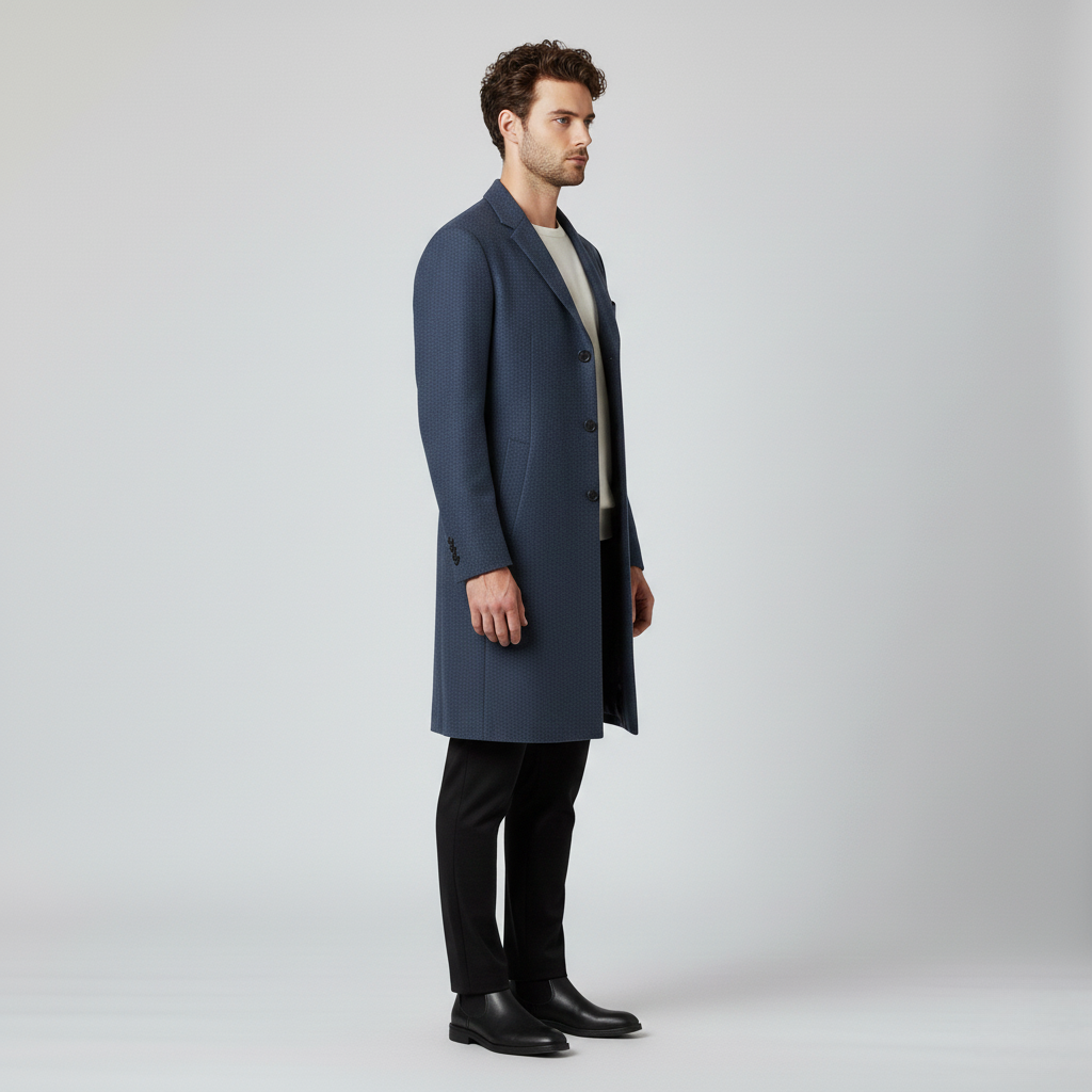 Modern Tailored Textured Overcoat 17