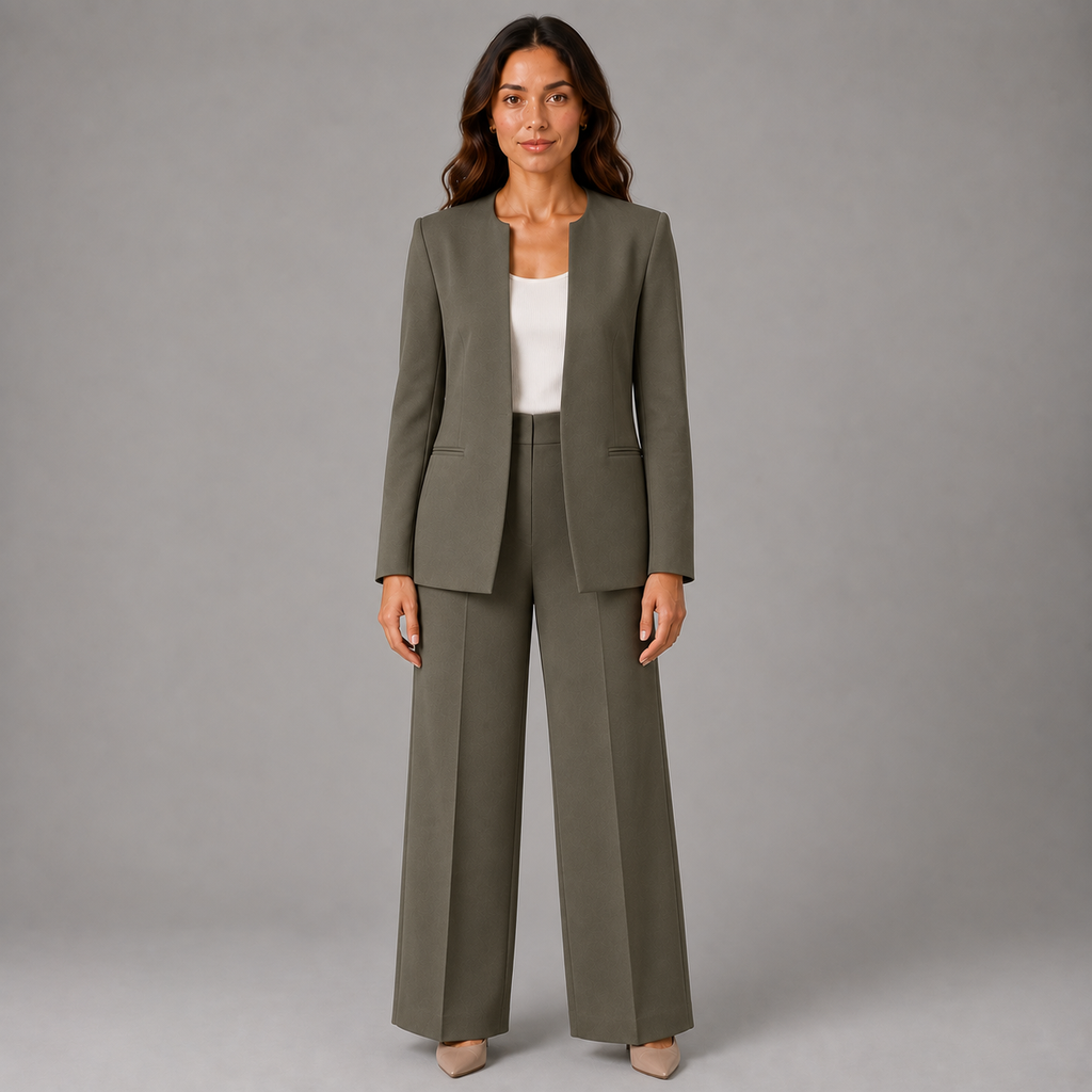 Modern Crewneck Open-Front Blazer