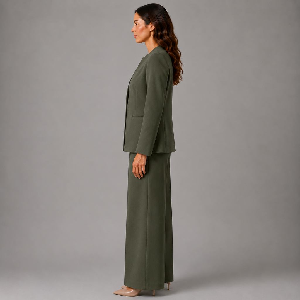 Modern Crewneck Open-Front Blazer