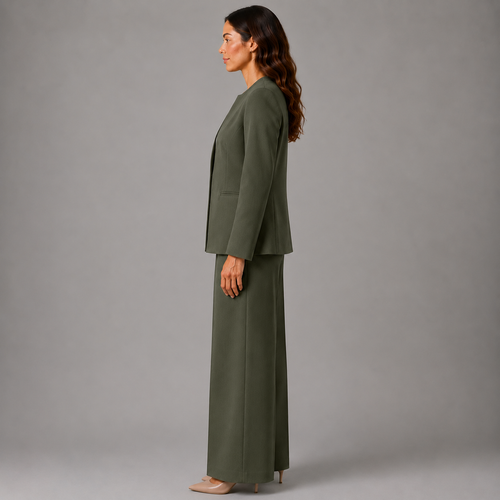 Modern Crewneck Open-Front Blazer