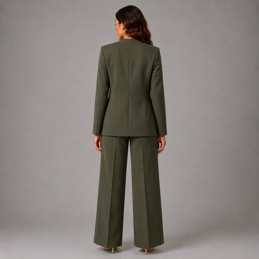 Modern Crewneck Open-Front Blazer